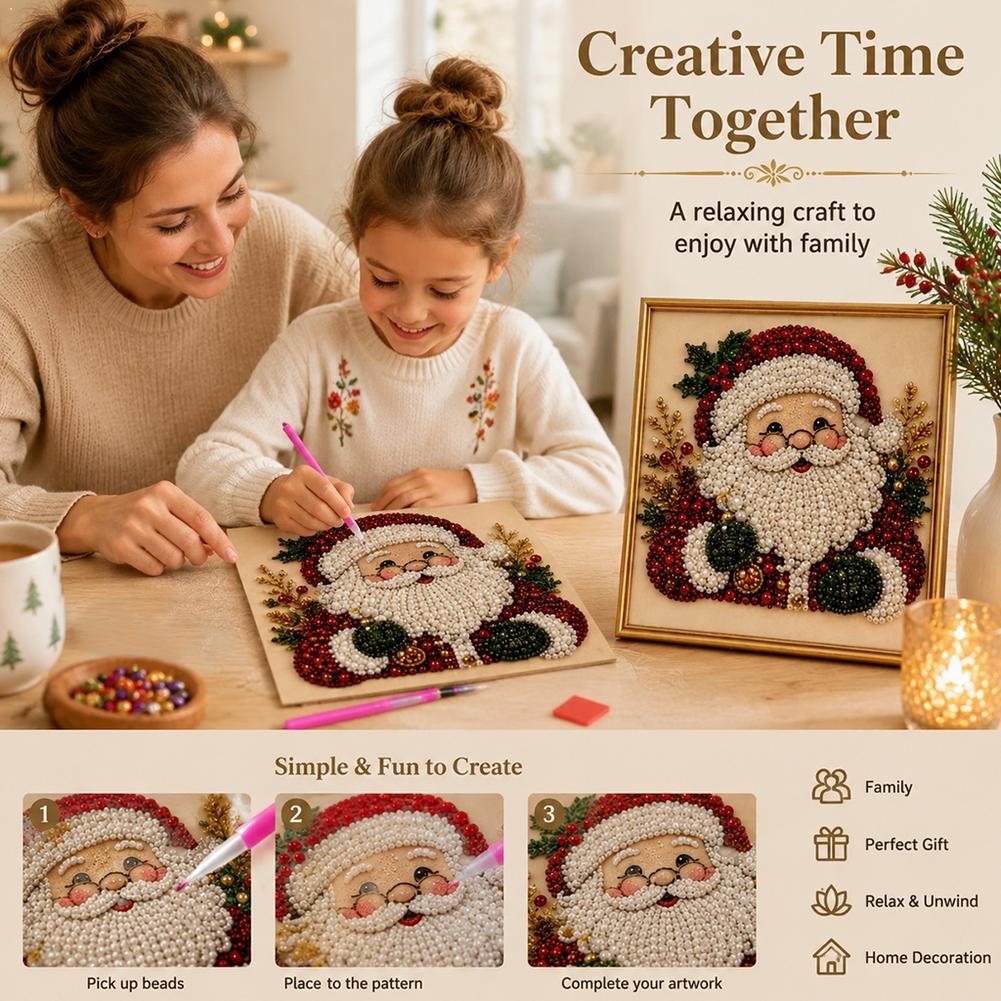 Resin Art Wall Decor - Weihnachtsmann Perlen-Kunst DIY-Set Gerahmte Perlen-Stickerei Wanddekoration