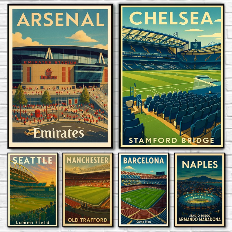 Resin Art Wall Decor - Retro Berühmtes Fußballstadion Arsenal Emirates Stadion