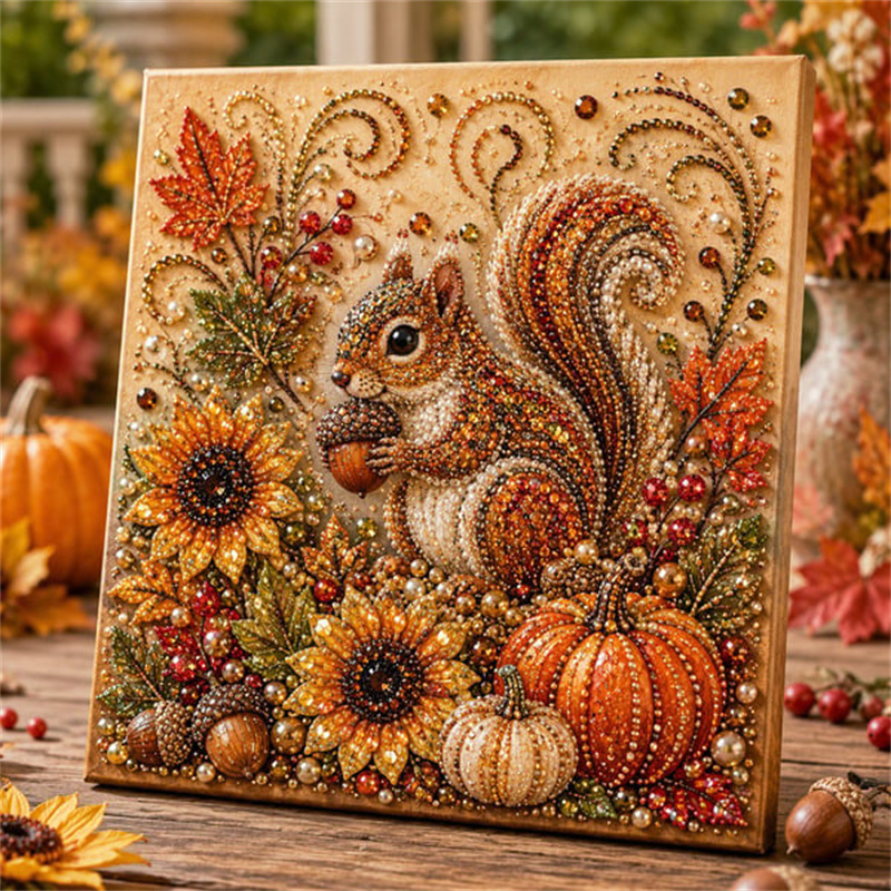 Resin Art For Beginner - Herbst-Diamantperlen-Malset, Herbst-Perlenkunst-Set für Erwachsene, Wald-Motiv, Anfängerfreundliches