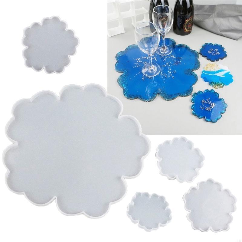 Resin Art Geode - 5 Stück große Blumenform Harz Untersetzer