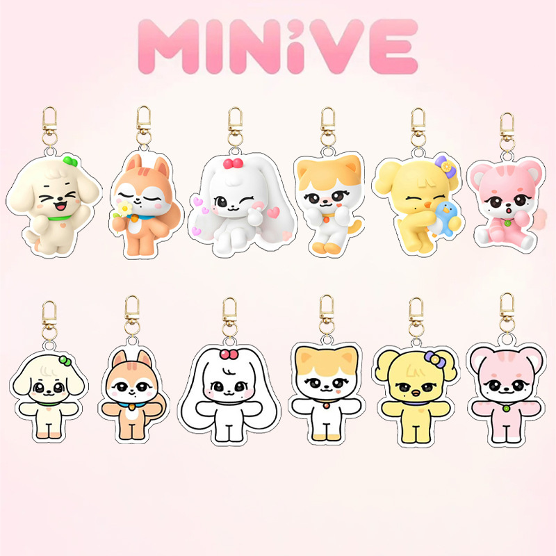 Resin Art Keychain - Ive Minivek K-Pop Gruppen-Idol Acryl-Schlüsselanhänger, Niedlicher