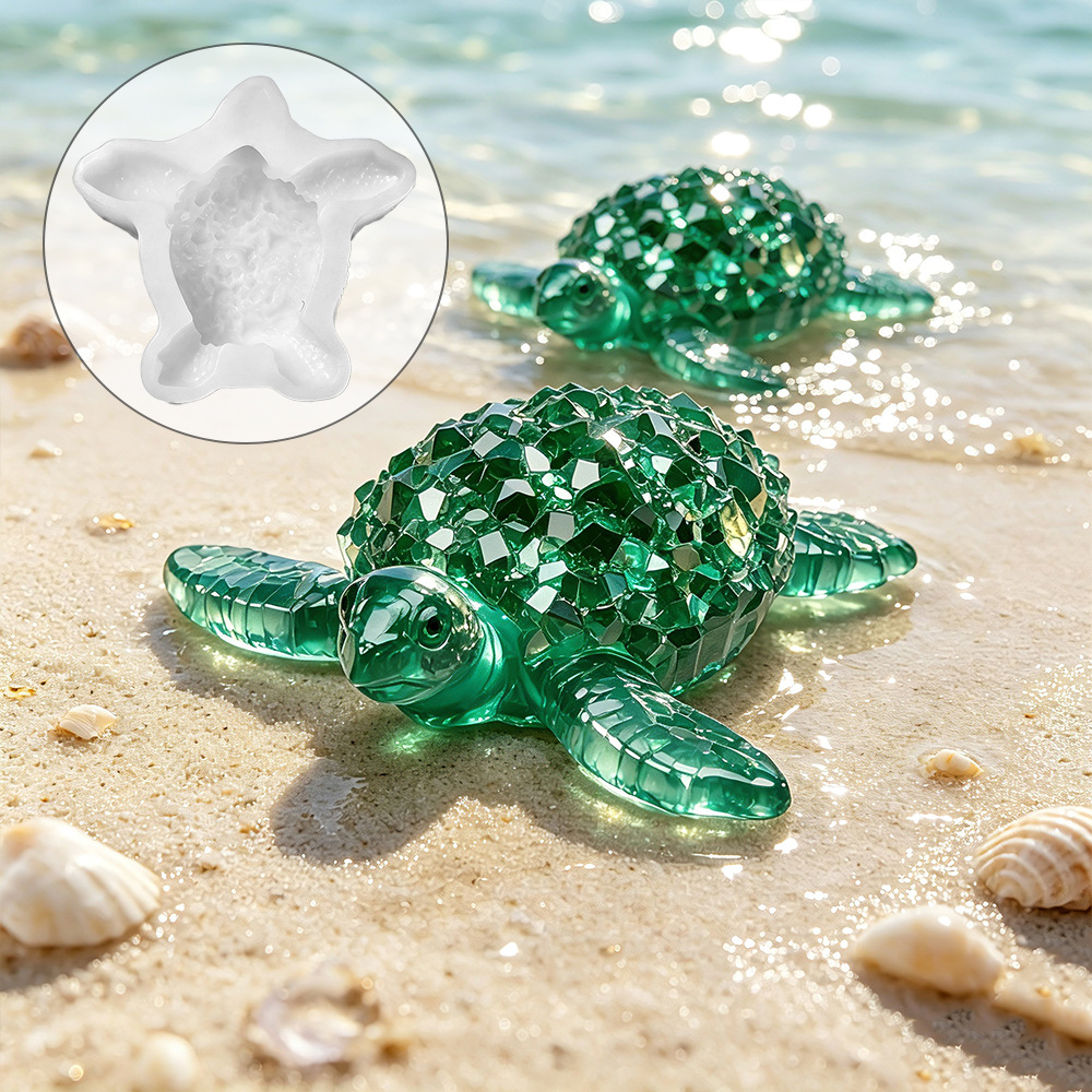 Silicone Mold Ocean - Diamantgeschliffene Silikonform „Heilende Meeresschildkröte“ – Ozean-Tier-Kristall-Epoxidharz-Gießform