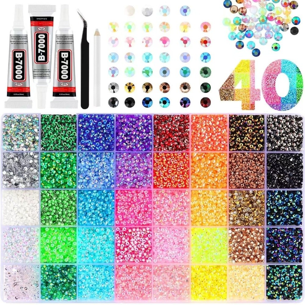 Resin Art Equipment - Mehrfarbiges Harz-Strass-Set DIY Dekorations-Bastelbedarf Glitzernde Flache
