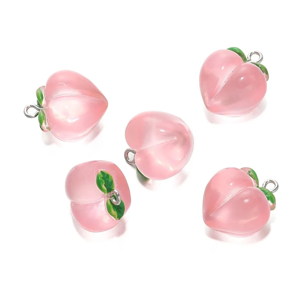 Resin Art Keychain - 10 Stück transparente rosa pfirsichfarbene Harzanhänger,