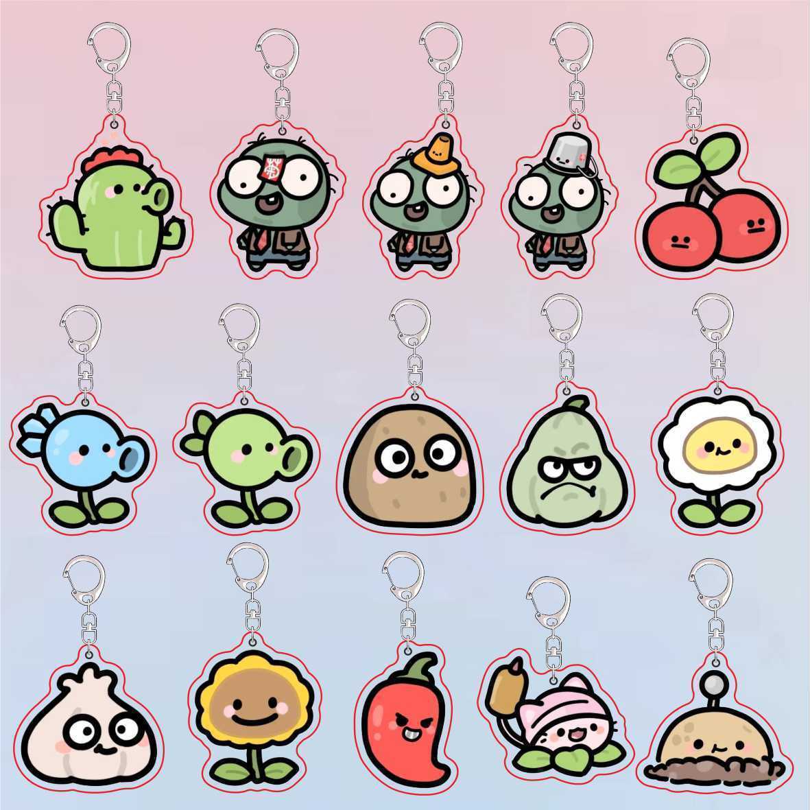 Resin Art Keychain - Plants Vs Zombies Acryl Niedlicher Schlüsselanhänger