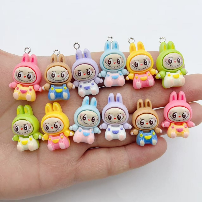 Resin Art Keychain - 10 Stück Kawaii Hasen-Erdbeerhaus Harz-Anhänger, Niedliche