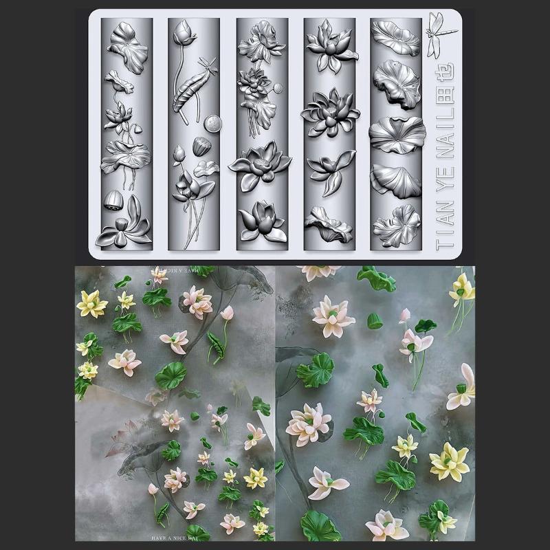 Resin Art Zone - Z. Blumen-Serie 3D Gebogene Nagelform Maiglöckchen