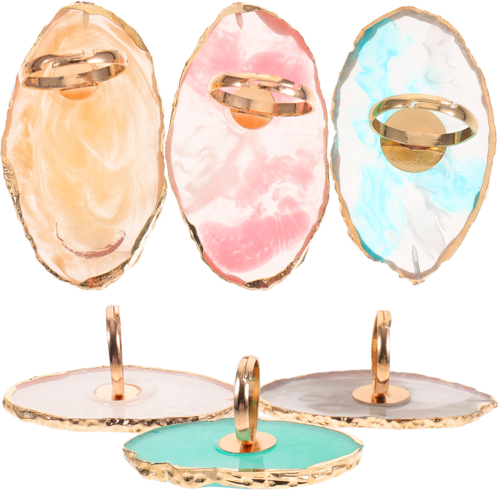 Resin Art Ring Design - 6-teiliges Harz-Nagelfarbmischpalette im Ringdesign, tragbares Finger-Nagelkunstwerkzeug