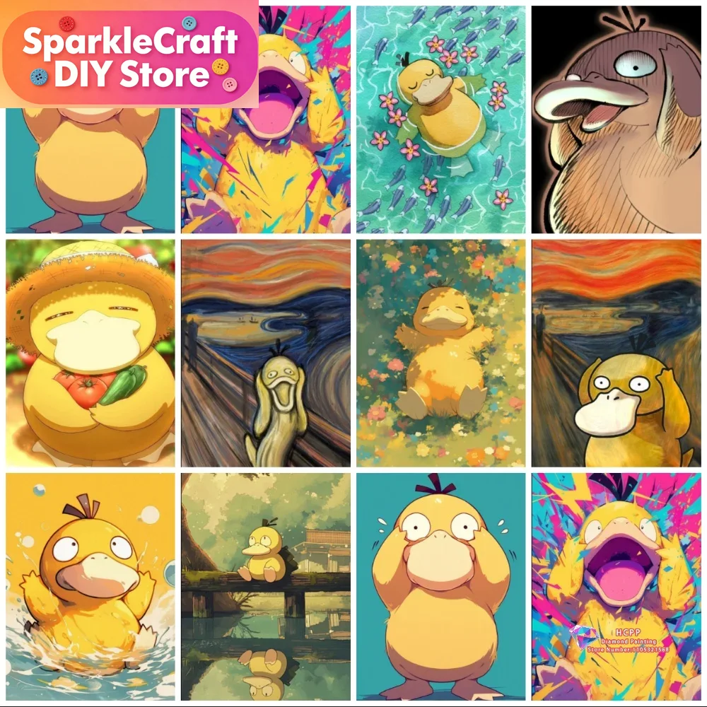 Resin Art Wall Decor - 1 Stück rahmenloses Psyduck Cartoon 5D