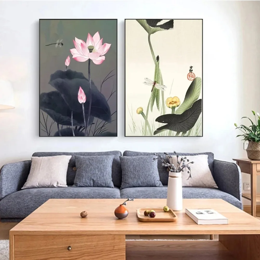 Resin Art Flowers - Traditionelles Vintage-Retro-Kunstposter mit Lotusblütenblatt-Landschaft, Diamantmalerei, Wanddruck,
