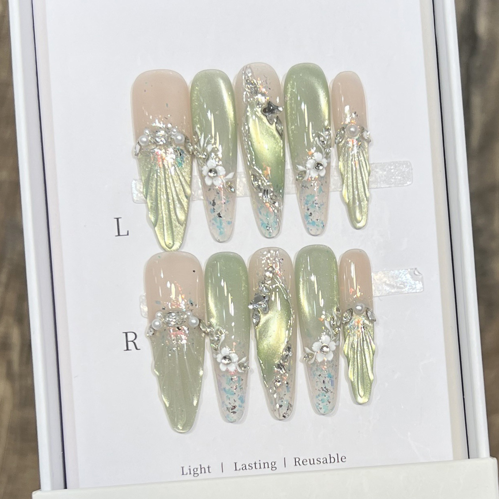 10 Stück lange Mandel-Kunstnäg – Resin Art Flowers Bewertung und Preis